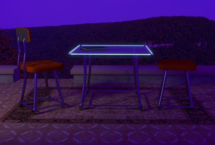 Table and Chair - Outdoor Patio, night preview image 1